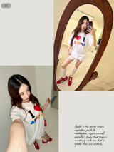 I Love Apple Cotton Oversized Fit Half Sleeve Tee