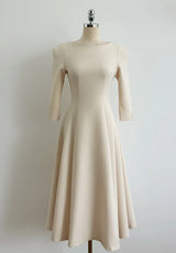 Deels Boat-Neck Puff Three Quarter Flare Long One Piece