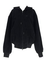 vintage fold denim hoodie zip-up