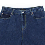 Washed denim shorts/dark-blue