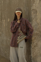 Logo Point Check Shirt - Burgundy