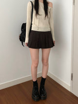 Ribbon One Shoulder Knitwear (4 colors)