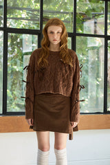 WHIMSICAL WOOL RIBBONE KNIT / BROWN
