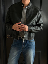 Biker crop leather jaket 