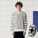 ARGYLE ELBOW STRIPE KNIT / IVORY