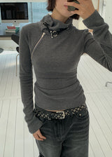 HIGH NECK ZIPPER TEE
