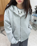モエン セミクロップ フード ジップアップ