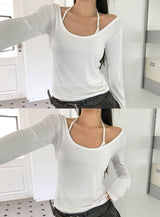 Rail Off Wide U-Neck T-Shirt
