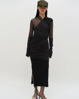 Layered Long Sleeve Dress _ BLACK