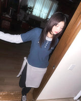 (2color) Binding Pocket Peach Layered Long Sleeve Tee