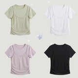 ザンドットシースルースリーブレスレイヤードショートスリーブTシャツ (4 colors)