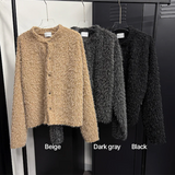 [Unisex] ヘアリークロップラウンドニットカーディガン(3color)