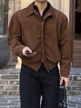 Brandt incision suede cropped jacket