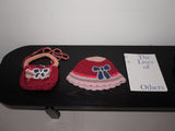 Hot Pink Knit Flower Bunk Hat & Bag Set 2