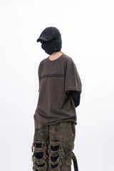 Kerr チェーン刺繍レイヤード半袖Tシャツ