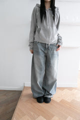 low waist washing wide denim(2colors)
