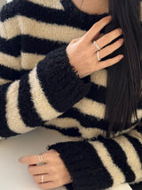 [4 set] bold chain ring set / 2 colors / daily simple mood silver ring
