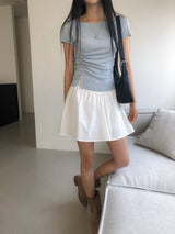 ビネンウィメンズボートネックシャードスリット半袖Tシャツ