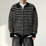 Tsubo overfit stripe collar knit cardigan
