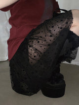 DOT MESH LAYERED CAN CAN SKIRT (IVORY, BLACK 2COLORS!)