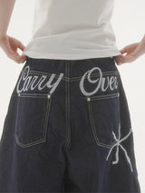 Pellid handle bermuda denim pants -1C