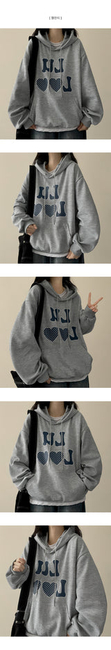 Luro dot heart lettering hood