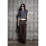 V-WAIST FRINGE VELVET PANTS