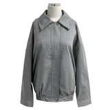 Lena Overfit Check Pattern Long Sleeve Blue Jacket (2 colors)