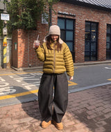 ベンズヘリンボーンカーブドバルーンデニムパンツ