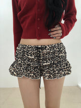 Leopard Shirring Skirt Pants