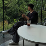 [HFORUS MADE]Forus Knitted pleats U - kneck long sleeves