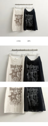 Roven ダメージシースルーメッシュニットロングスリーブTシャツ