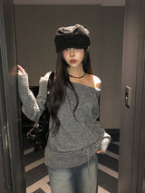 [Choker set] ナーリンワンショルダールーズフィットチョーカーニット