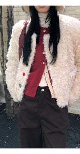 Beads Burton No Collar Round Fur Jacket