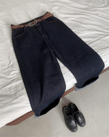 Penny Red Stitch Raw Wide Denim Pants