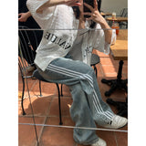 [Unisex] Track wide denim pants (2color)