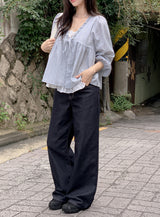 ノンフェードバックラインワイドデニムパンツ