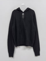 [wool 55%] ミニホールラグランフーデッドニット