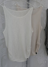 Linen Shirring Sleeveless Top_Ivory