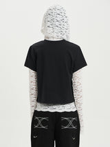 LACE BUTTON HOODIE TOP
