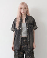 (UNISEX) Slub Denim Over Shirts