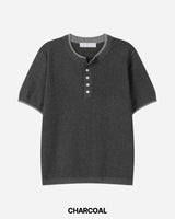 Tonal Layered Henley Neck Knit
