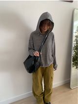 ブレッシルーズ起毛ダンガラフードTシャツ（4c）