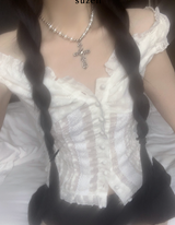Sindy lace button blouse