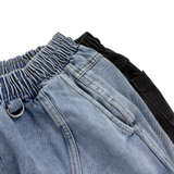 motif pintuck denim pants