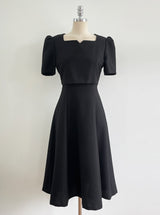 26SS★ Berlin Notch Square-Neck Short Sleeve Tweed Flare One Piece Mini
