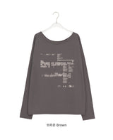 ガウス ルーズフィット プリンティング オフショルダー ロングスリーブ Tシャツ