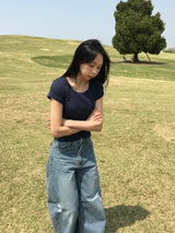Curvy Crack Curved Denim Pants (1c)