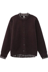 Layered Look Plaid Knit Cardigan
