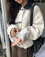 ジャミンコントラストボタンクロップジャケット
